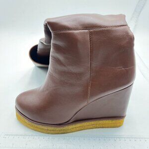 Brown Women Pointed Toe Over The Knee High Boots Wedge High Heel Long Boots